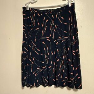 George Elegant Black A-Line Skirt Pink Accents Women’s Size Large Stretch Pullon